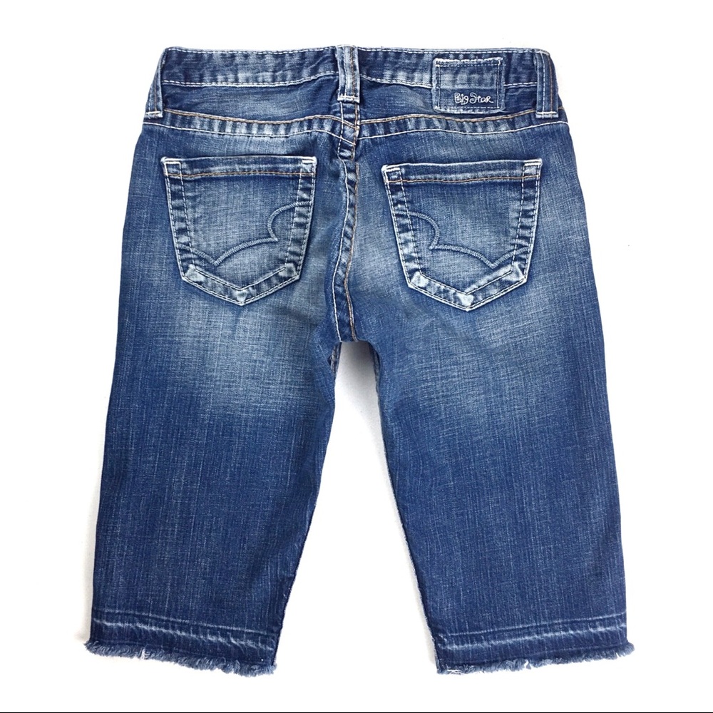 Women Jean Shorts Size 27 Big Star Bermuda Raw Hem Medium Wash